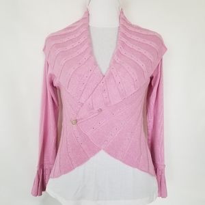 1070P NWT Angel Pink Waterfall Knit Cardigan Pin S